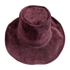 Vintage Australian Burgundy Walkabout Genuine Leather/Suede Hat Size Small
